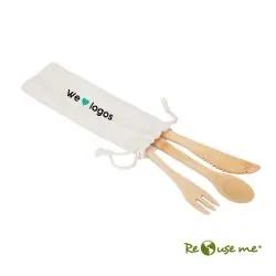 Accesorios Cocina | Set de Cubiertos de Bambú con logo | Regalos Corporativos Personalizados