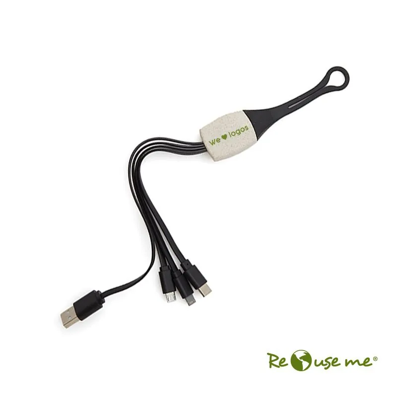 Adaptadores y Cargadores Personalizados | Cable Multicargador 3 en 1 Land con logo | Regalos Corporativos Personalizados