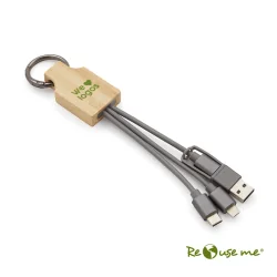 Adaptadores y Cargadores Personalizados | Cable Multicargador 3 en 1 Ryze con logo | Regalos Corporativos Personalizados